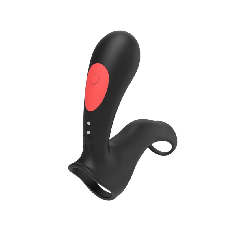 Double anneau vibrant silicone et ABS vu de profil