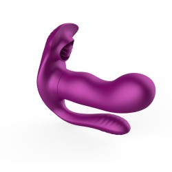 Détail de la tête de stimulation triple en silicone violet