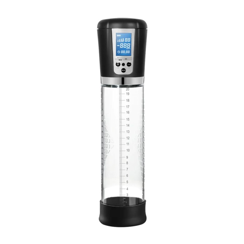 Pompe à pénis Pumped LCD posée avec son écran LED visible