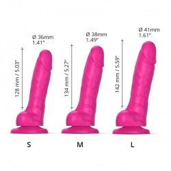 Détail de la tête et de la base du gode en silicone double densité