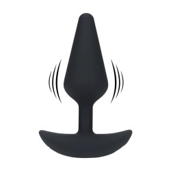 Plug anal Levelz vibrant en silicone noir, vue de face