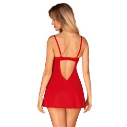 Nuisette Obsessive Ingridia rouge en dentelle avec string assorti