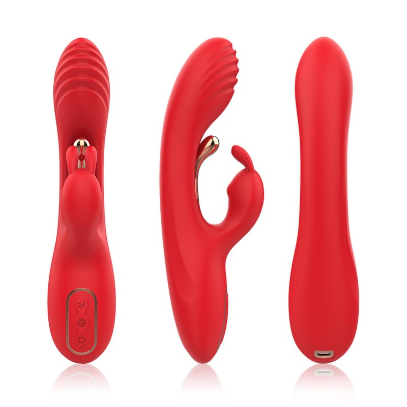 Vibromasseur rabbit B - Series Joy Crazy Horse rouge, vue d'ensemble