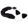 Plug anal Bad Kitty à queue de chat noir posé avec son bandeau à oreilles