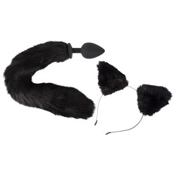 Détail de la base du plug anal et de la queue de chat en fibres souples