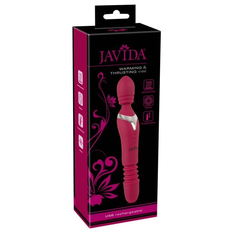 stimulateur clitoridien JAVIDA chauffant en silicone violet, vue d'ensemble