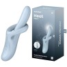 Stimulateur clitoridien Satisfyer Heat Flex bleu en silicone posé sur fond neutre