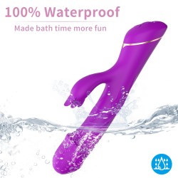 Vibromasseur rabbit violet B - Series Joy, tête incurvée et bras clitoridien
