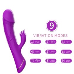 Détail du silicone souple violet du vibromasseur rabbit Rubberco