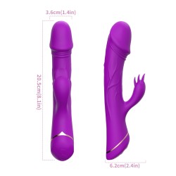 Vibromasseur rabbit violet Rubberco, vue d'ensemble des deux moteurs
