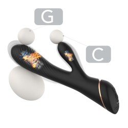 Vibromasseur rabbit B - Series Joy Hare en silicone noir, vue d'ensemble