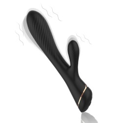 Vibromasseur noir Hare tenu en main pour donner l'échelle de taille
