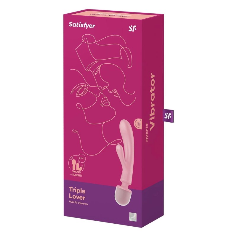 Stimulateur clitoridien Satisfyer Triple Lover rose, vue d'ensemble du jouet