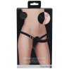 Boutons de commande à deux touches situés sur le corps du gode-ceinture noir