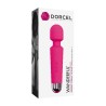 Gros plan sur la tête souple et le corps du wand Dorcel magenta