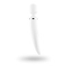 Bouton de commande chromé sur le manche blanc du wand Satisfyer Wand-er Woman