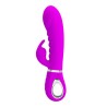 Silhouette complète du rabbit en silicone rose sur fond neutre