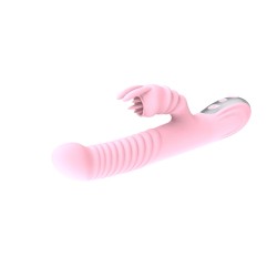 Gros plan sur le bouton de commande unique du jouet rose