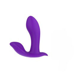 vibromasseur waterproof violet posé à côté de son câble de charge USB