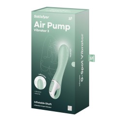vibromasseur point g Satisfyer Air Pump 3 en silicone vert, vue de face