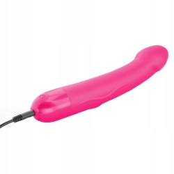 Gros plan sur la texture silicone et le bouton de commande du vibromasseur
