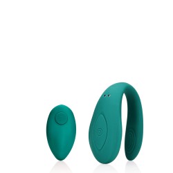 Photo du stimulateur clitoridien Loveline bleu-vert avec sa télécommande